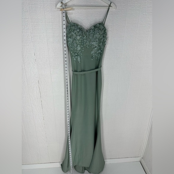 Portia & Scarlett floral appliqué bridesmaid/ formal gown sage green size S - Picture 8 of 14